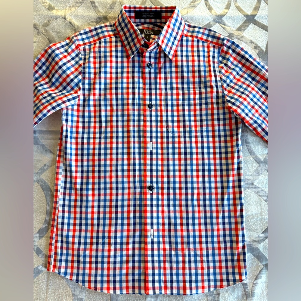 Nordstrom Boys Blue / Tangerine Button-Down Long Sleeve Dress Shirt Size 6